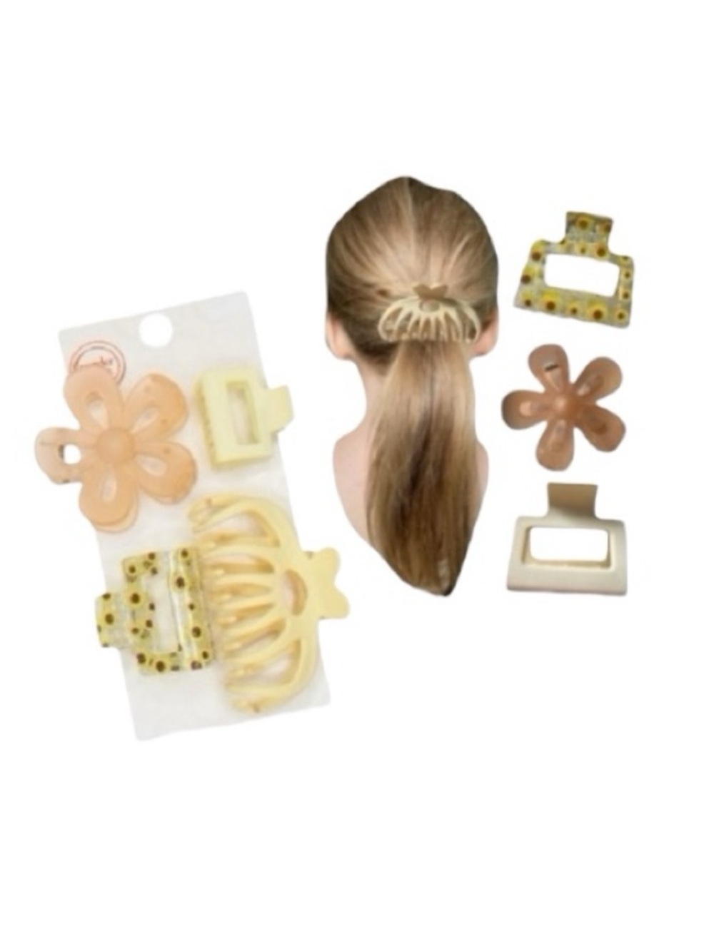 Wonder Nation Cream and Brown Hair Clips Accessories Set